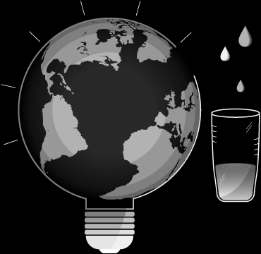 grafik mit globus und glühbirne für umweltschutz durch gemeinnützige vereine und hilfsorganisationen